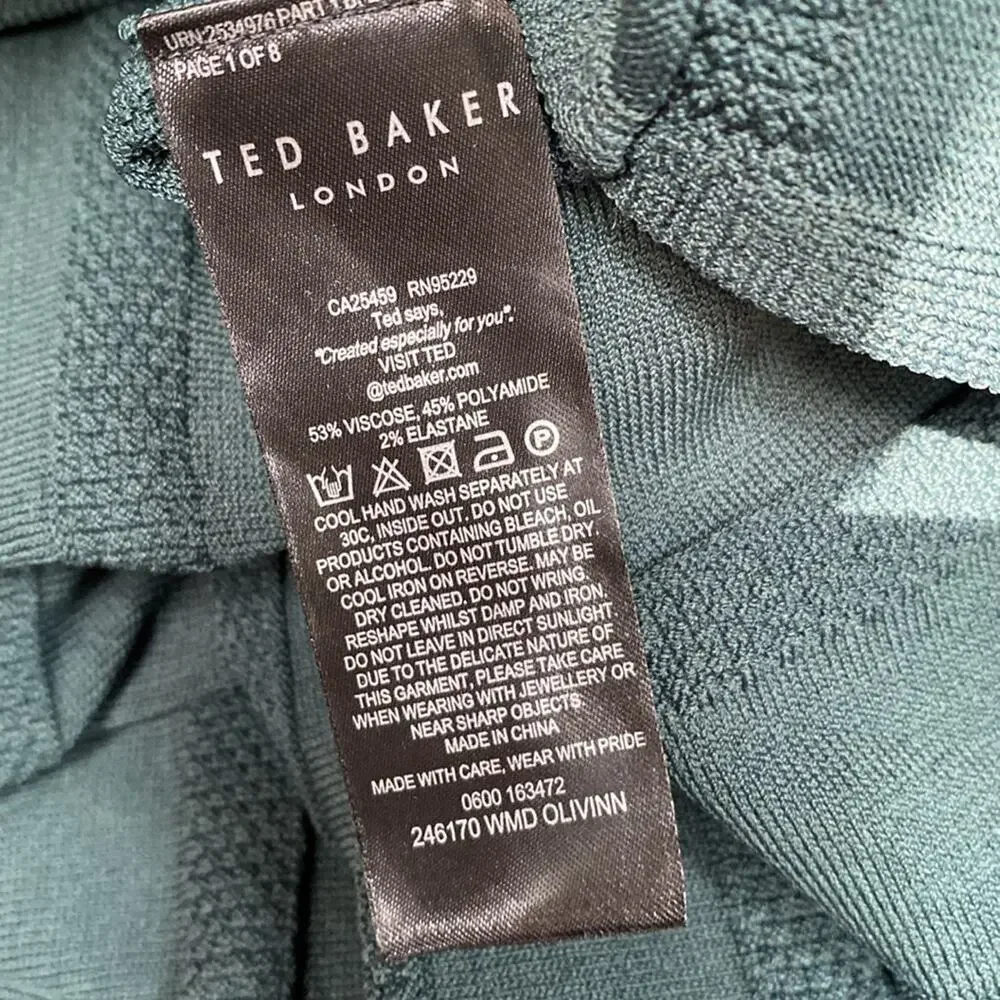 Ted Baker $289 Olivinn Stitch Detail Sweater Dress Green Pleated Skirt TB2 =US 6